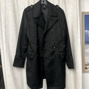 H&M Military Top Coat Black Size 40